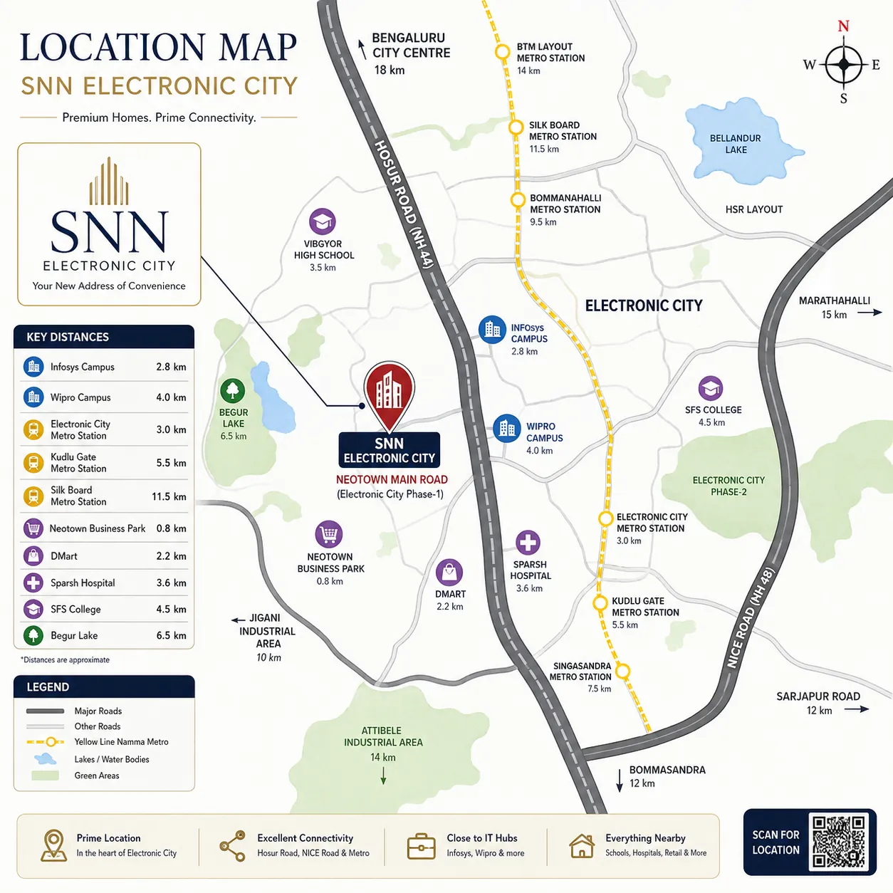 SNN Electronic City location map on Neotown Main Road, Electronic City, South Bangalore SNN Electronic City location map on Neotown Main Road, Electronic City, South Bangalore